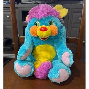 1986 Mattel Popples Putter Plush Blue Yellow Pouch 80s